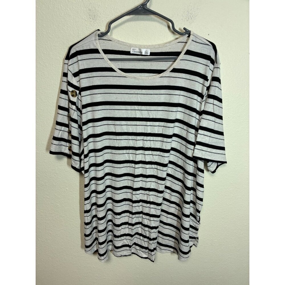 89th & Madison Casual T-Shirt Striped Women's Size 3X